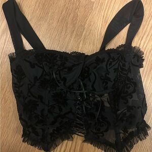 Elegant Black Lace Shein Corset Top